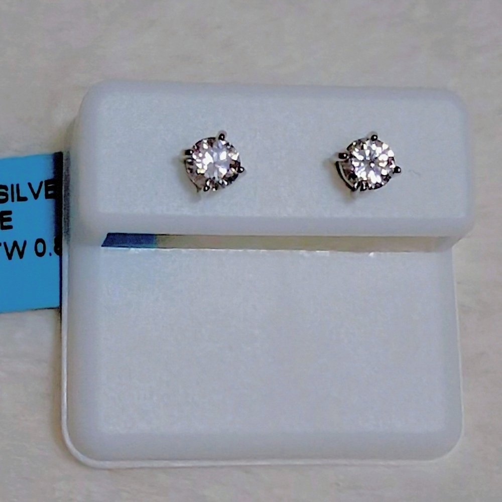 925 SS Moissanite Diamond Screwback Stud Earrings